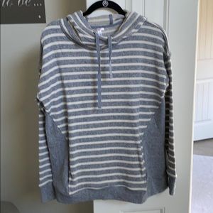 {peach} striped hooded sweatshirt, size L